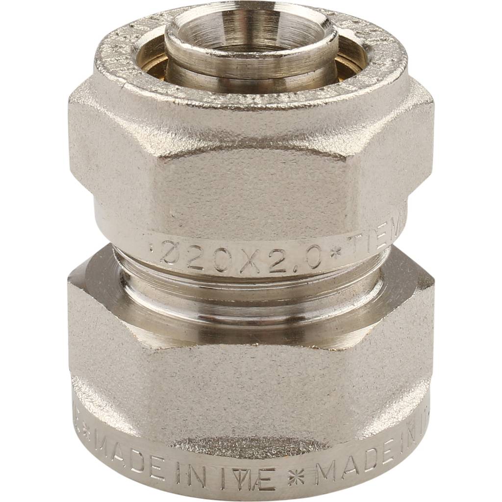 Муфта TIEMME с внутренней резьбой (20х2.0х3/4) для металлопластиковых труб винтовой, 1600011