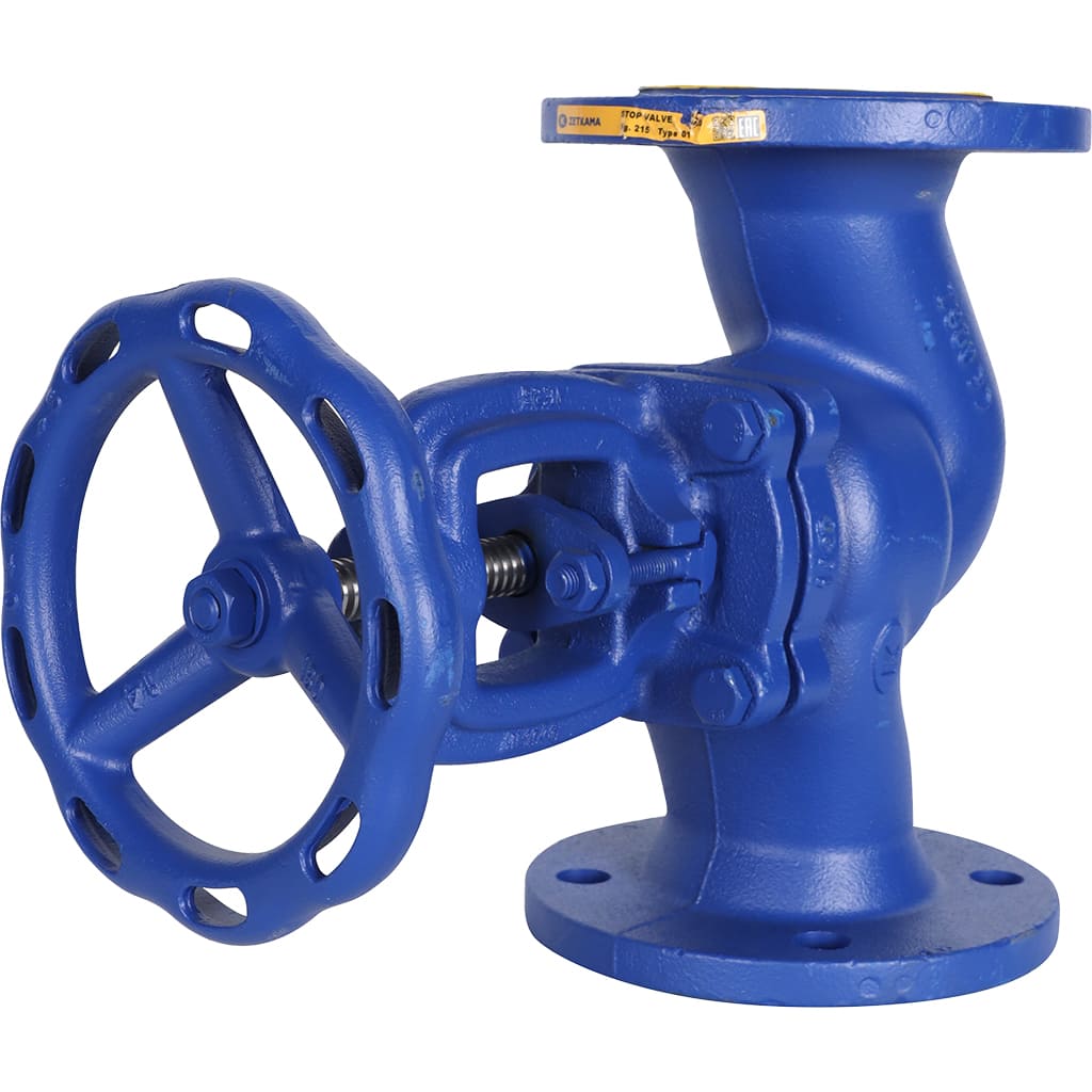 Клапан запорный ZETKAMA 215A Ду65 Ру16 фланцевый из чугуна, 215A065C01