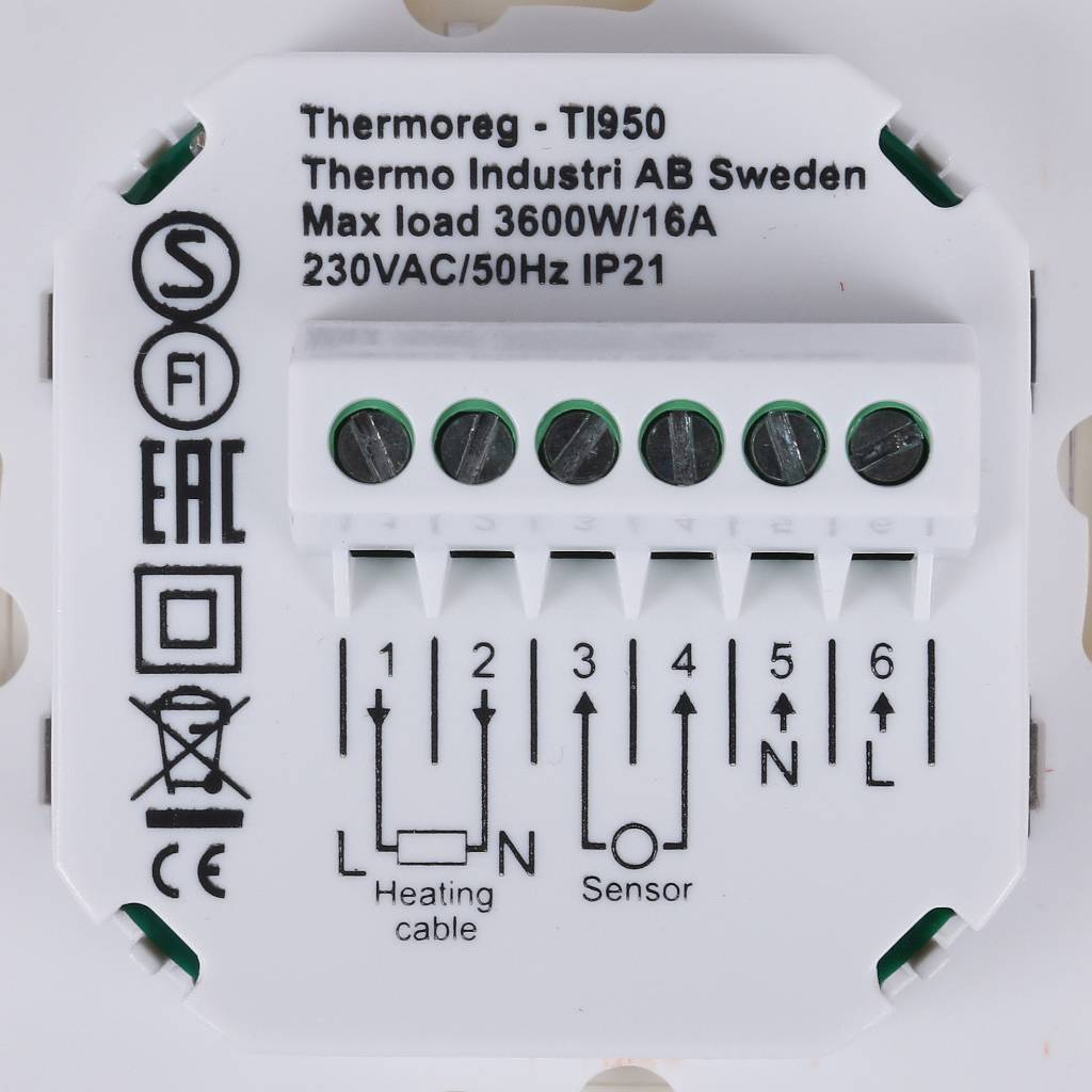 Терморегулятор THERMO Thermoreg Design 16 А, TI-950D