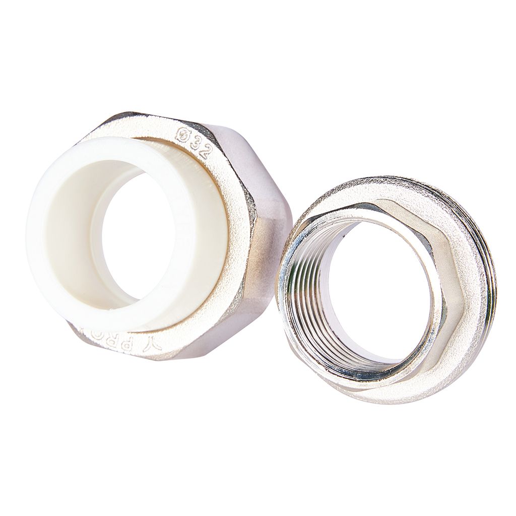 Муфта комбинированная Pro Aqua d=32-1 PP-R разъемная (американка) УСИЛЕННАЯ ВР Белая