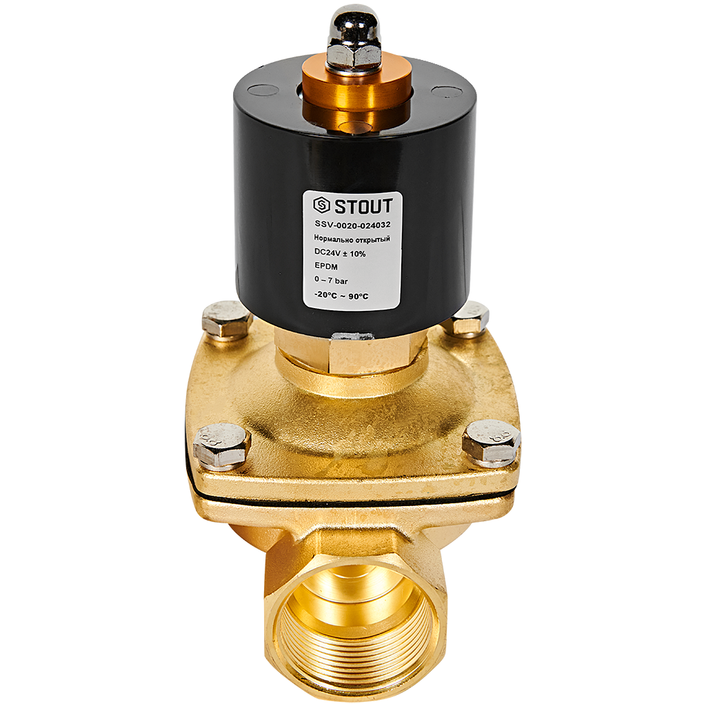 Клапан соленоидный (электромагнитный) STOUT прямого действия НО 24В G1 1/4 SSV-0020-024032