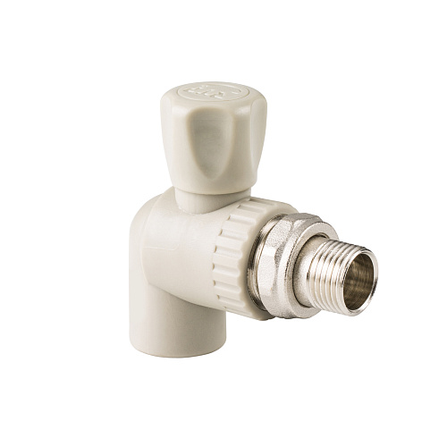 Кран шаровой для радиатора угловой PPR 20х1/2,  серый, РТП