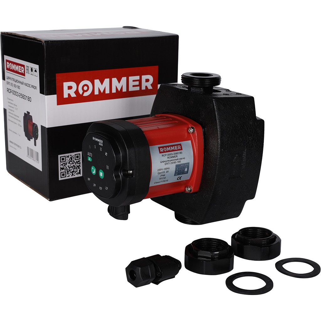 *RCP-0003-2560180 ROMMER Циркуляционный насос ERTI 25/60-180 с гайками и теплоизоляцией, RCP-0003-2560180