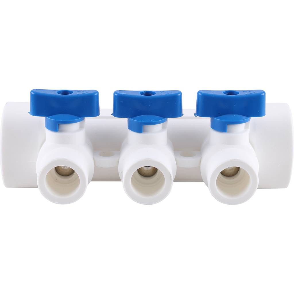 Коллектор с воздухоотводчиком и запорными кранами Kalde (3 выхода)