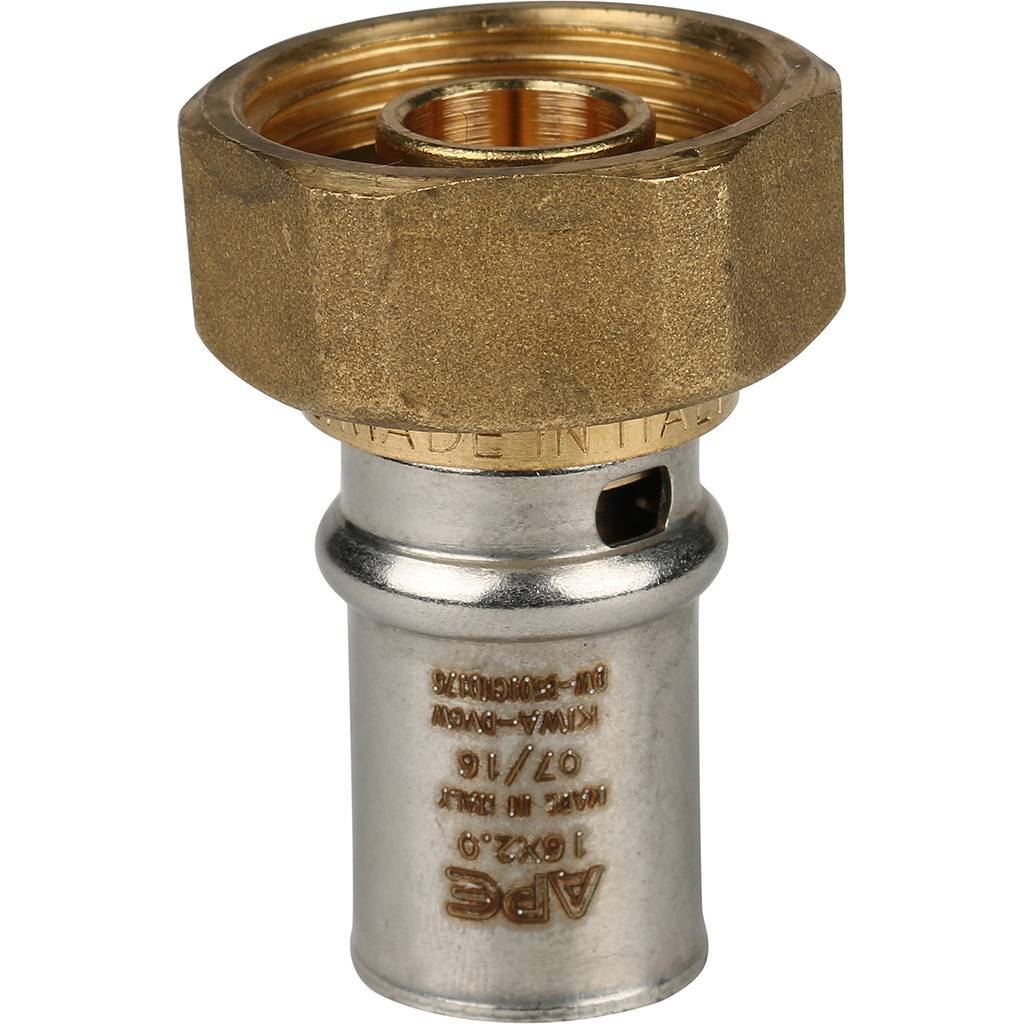 Переходник STOUT с накидной гайкой 3/4 х16 для металлопластиковых труб прессовой, SFP-0016-003416