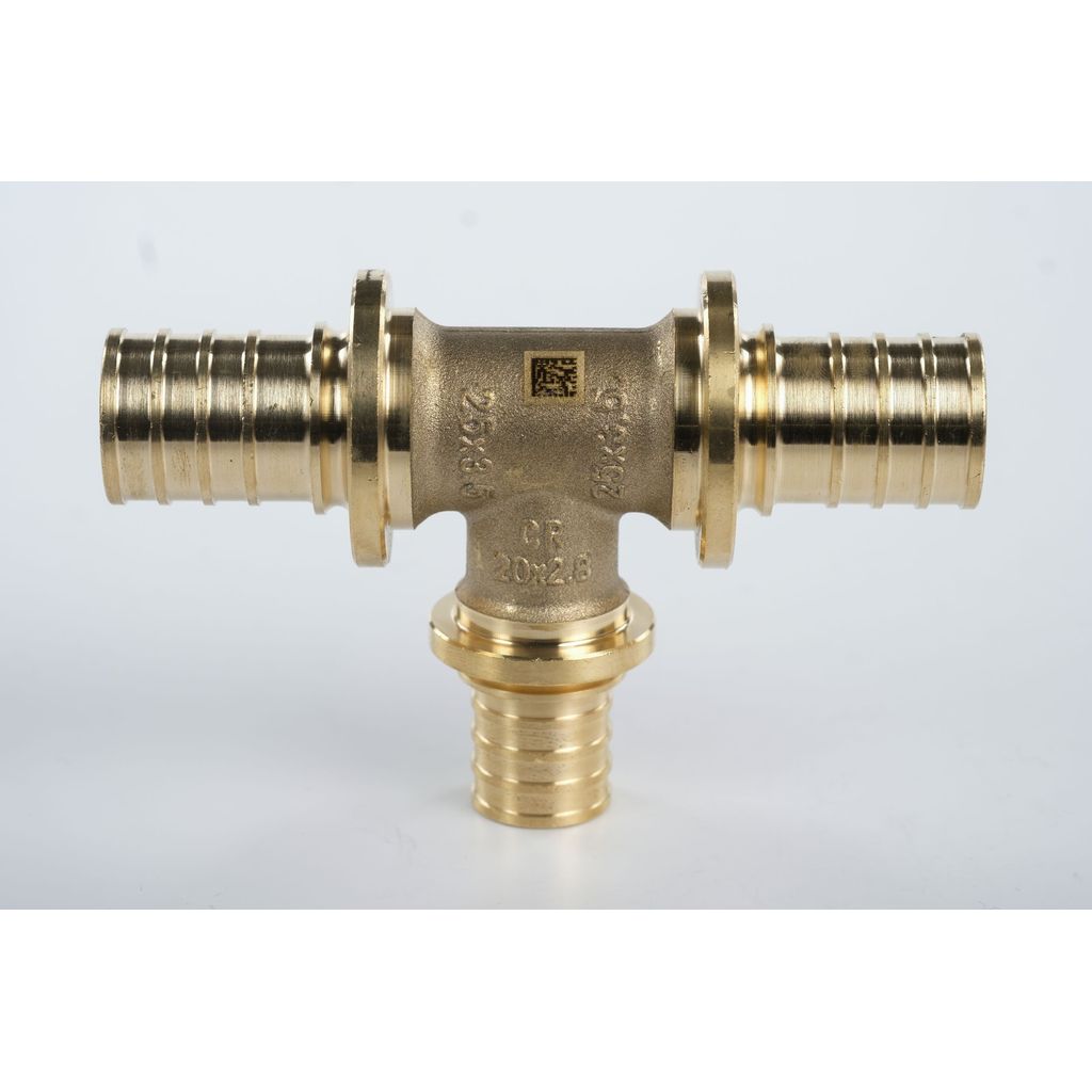 Тройник РЕХАУ с уменьшенным боковым проходом 25-20-25 MX для труб из сшитого полиэтилена аксиальный