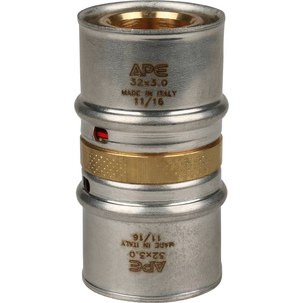 Муфта STOUT соединительная равнопроходная 32х32 для металлопластиковых труб прессовой, SFP-0003-003232