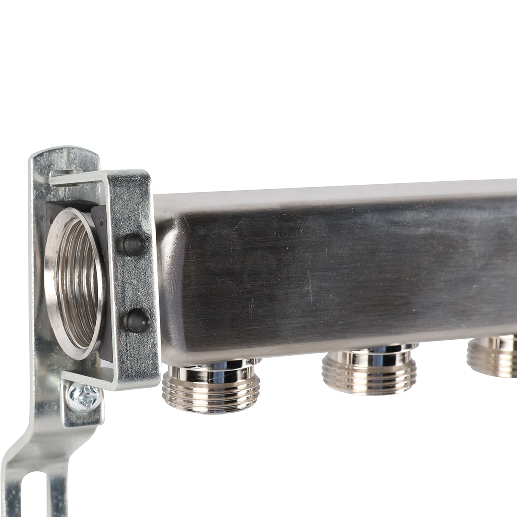 Коллектор из нержавеющей стали ROMMER для радиаторной разводки 8 выходов, RMS-4401-000008