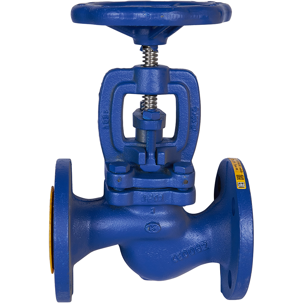 Клапан запорный ZETKAMA 215A Ду40 Ру16 фланцевый из чугуна, 215A040C00