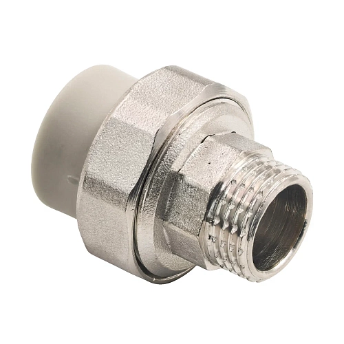 Муфта комбинированная разъемная (Американка) PPR наружная резьба 20х 1/2,  серый, RTP