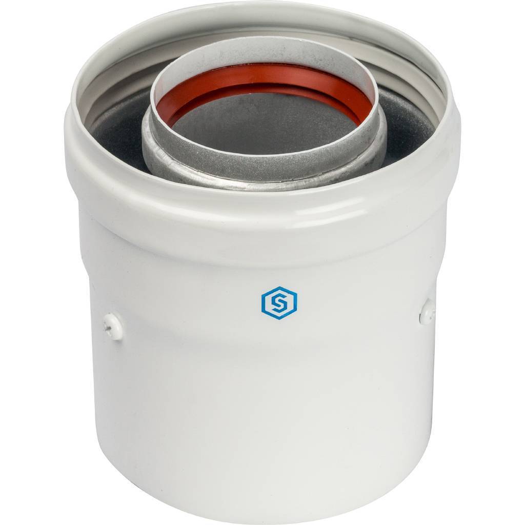 *SCA-6010-230100 STOUT Элемент дымохода DN60/100 адаптер для котла вертикальный коаксиальный (совместимый с Vaillant, Protherm NEW)(с логотипом)