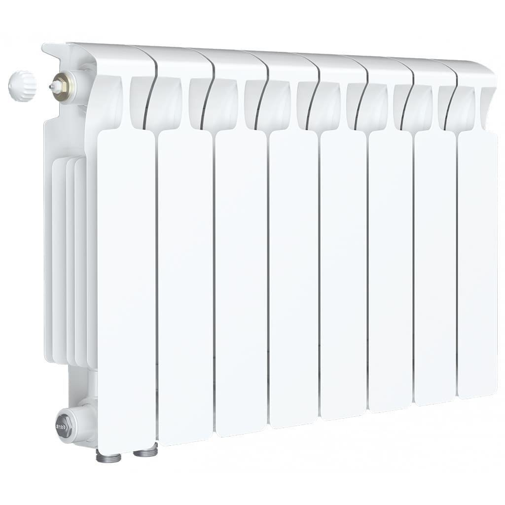 Радиатор биметаллический RIFAR MONOLIT VENTIL 350 MVL 8 секций нижнее левое подключение (белый RAL 9016)