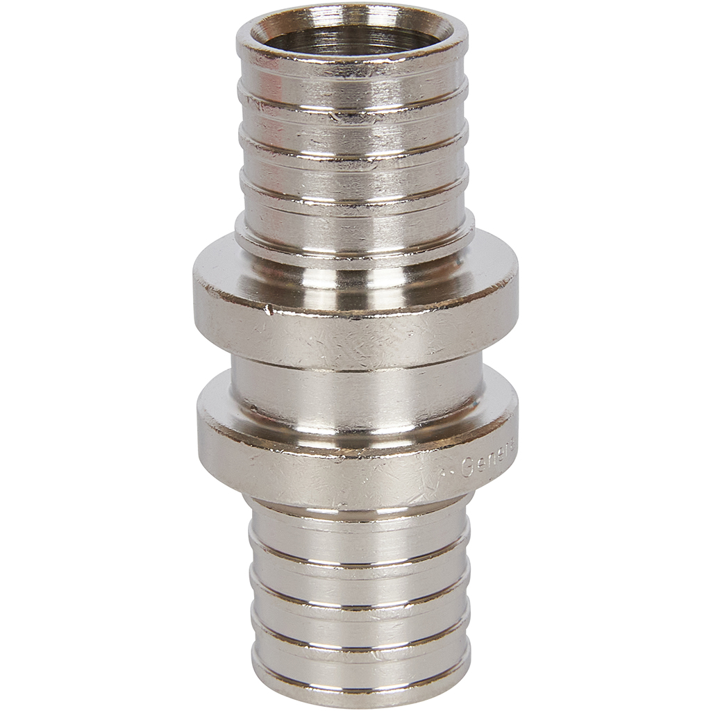 Муфта соединительная равнопроходная STOUT 20х2,0 никелированная для труб из сшитого полиэтилена аксиальный