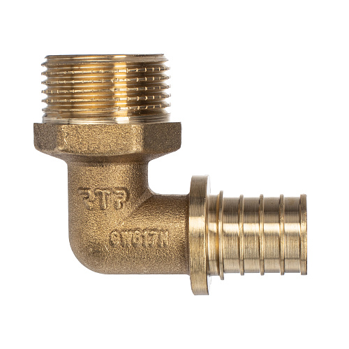 Угольник аксиальный, латунь, наружная резьба,20х3/4, желтый, RTP