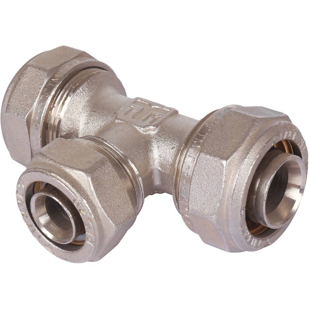 Тройник переходной TIEMME (26.3х20.2х26.3) для металлопластиковых труб винтовой, 1600037