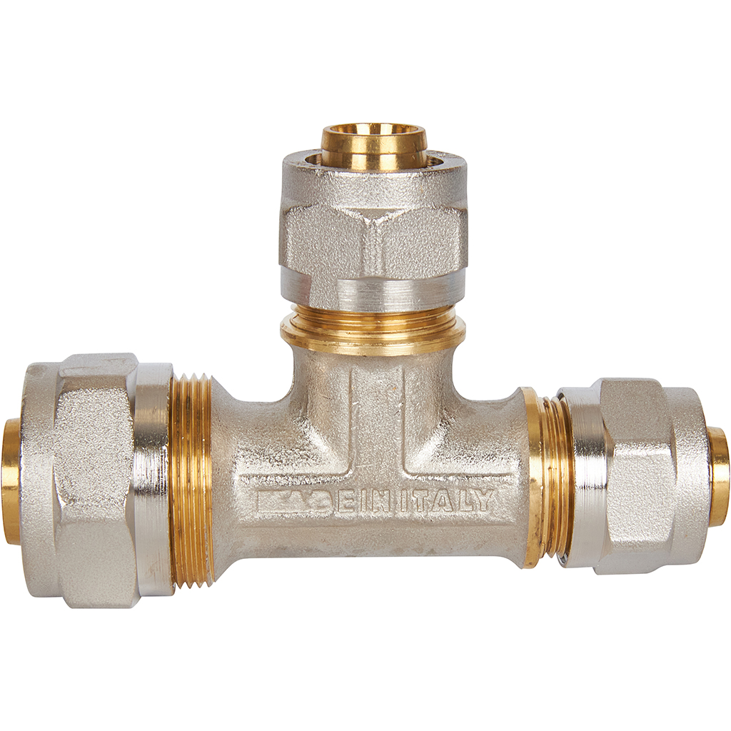 Тройник переходной STOUT 26х20х20 для металлопластиковых труб винтовой, SFS-0010-262020