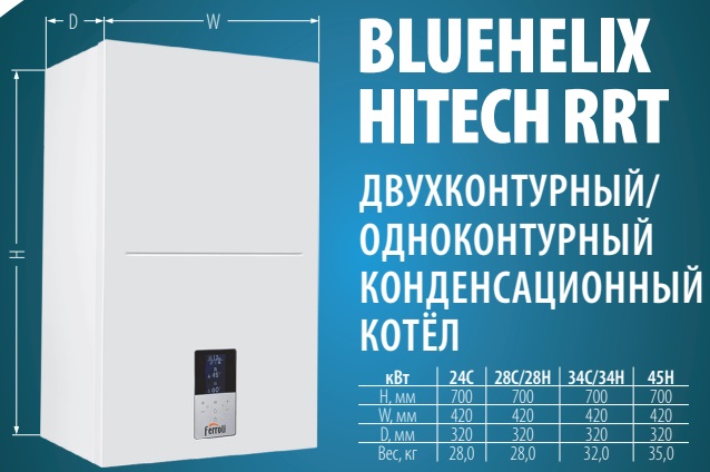 0T4D4AYA FERROLI BLUEHELIX HITECH RRT 28 H (RU) Конденсационный котел одноконтурный