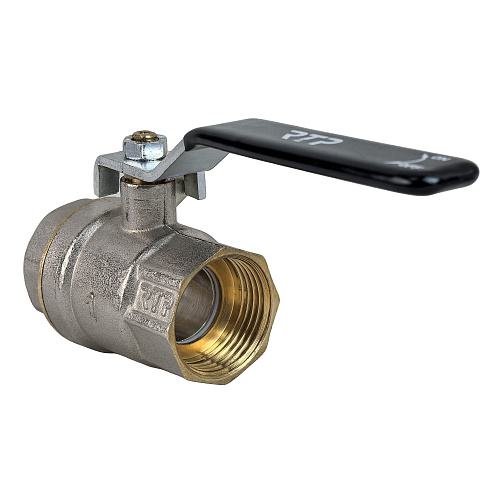 Кран шаровой ручка рычаг, латунь, внутренняя/внутренняя резьба 1,PN40 еврослот, никель, RTP