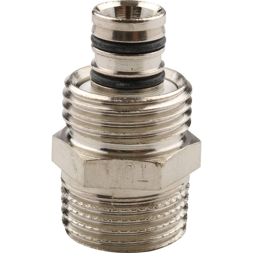 Муфта TIEMME с наружной резьбой (16х2.0х1/2) для металлопластиковых труб винтовой, 1600001