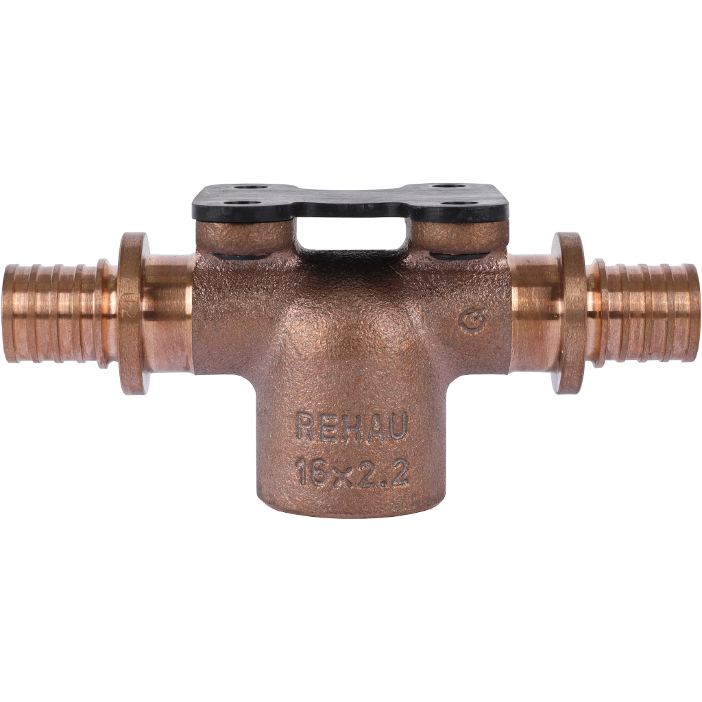 Тройник РЕХАУ RAUTITAN настенный с внутренней резьбой 16-Rp1/2-16 RX+ для труб из сшитого полиэтилена аксиальный