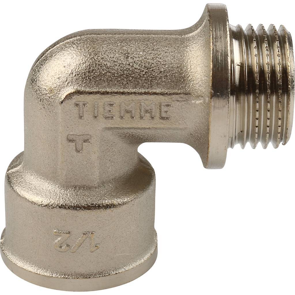 Угольник TIEMME НВ никелированный с упором 1/2х1/2, 1500141
