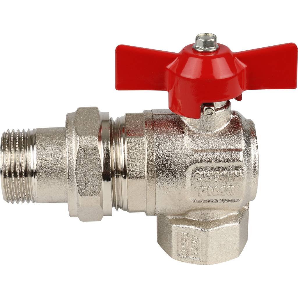 Кран шаровой Itap угловой полнопроходной IDEAL 298 3/4 (бабочка), американка