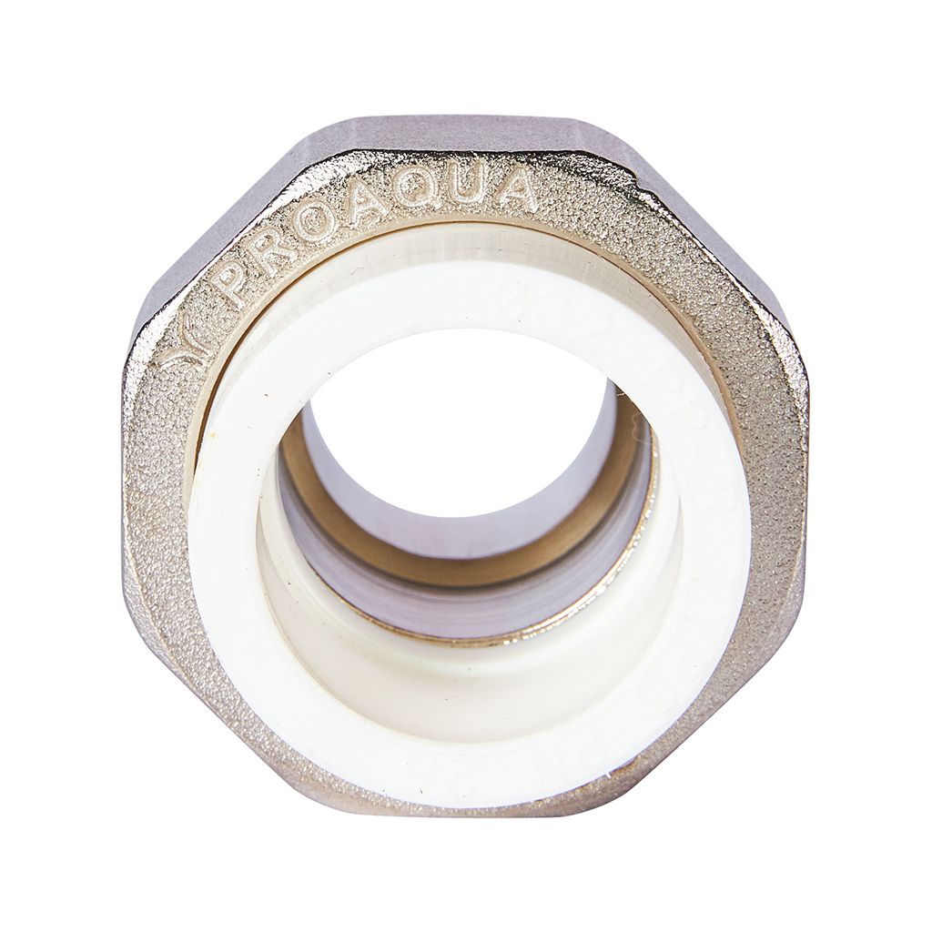 Муфта комбинированная Pro Aqua d=32-1 PP-R разъемная (американка) УСИЛЕННАЯ НР Белая