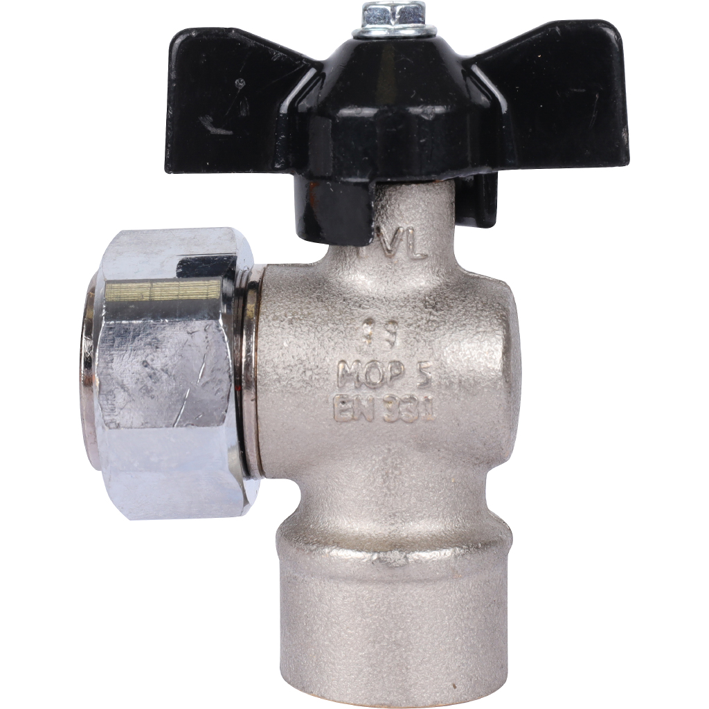 Кран шаровой STOUT 1/2x3/4 с накидной гайкой угловой, ВР/накидная гайка, ручка бабочка, SVB-1010-001520