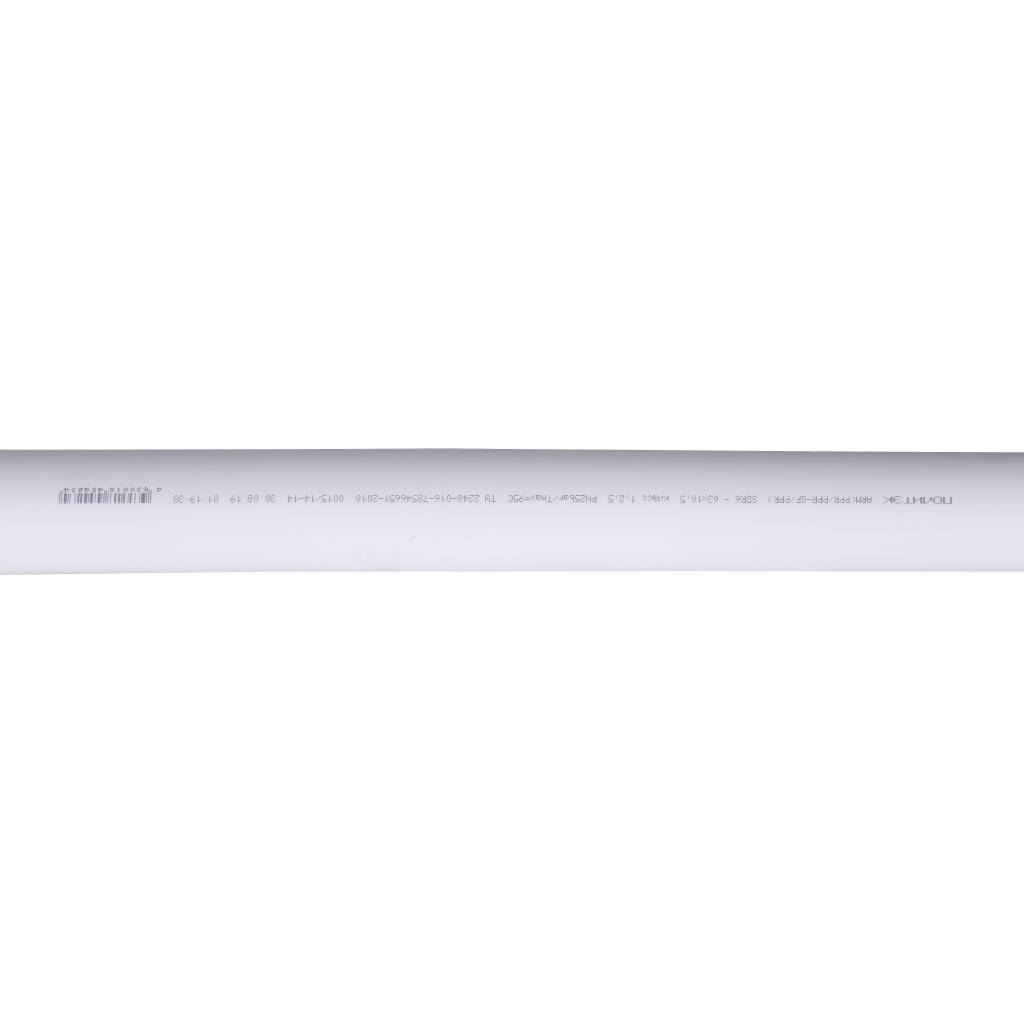 Труба полипропиленовая армированная Политэк d=63х10,5 (PN 25) (стекловолокно) (цвет белый), 9250063105