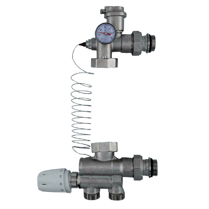 Насосно-смесительный узел с термостатической головкой RDG-0120 ROMMER с выносным датчиком, без кронштейна, без насоса, RDG-0120-009001