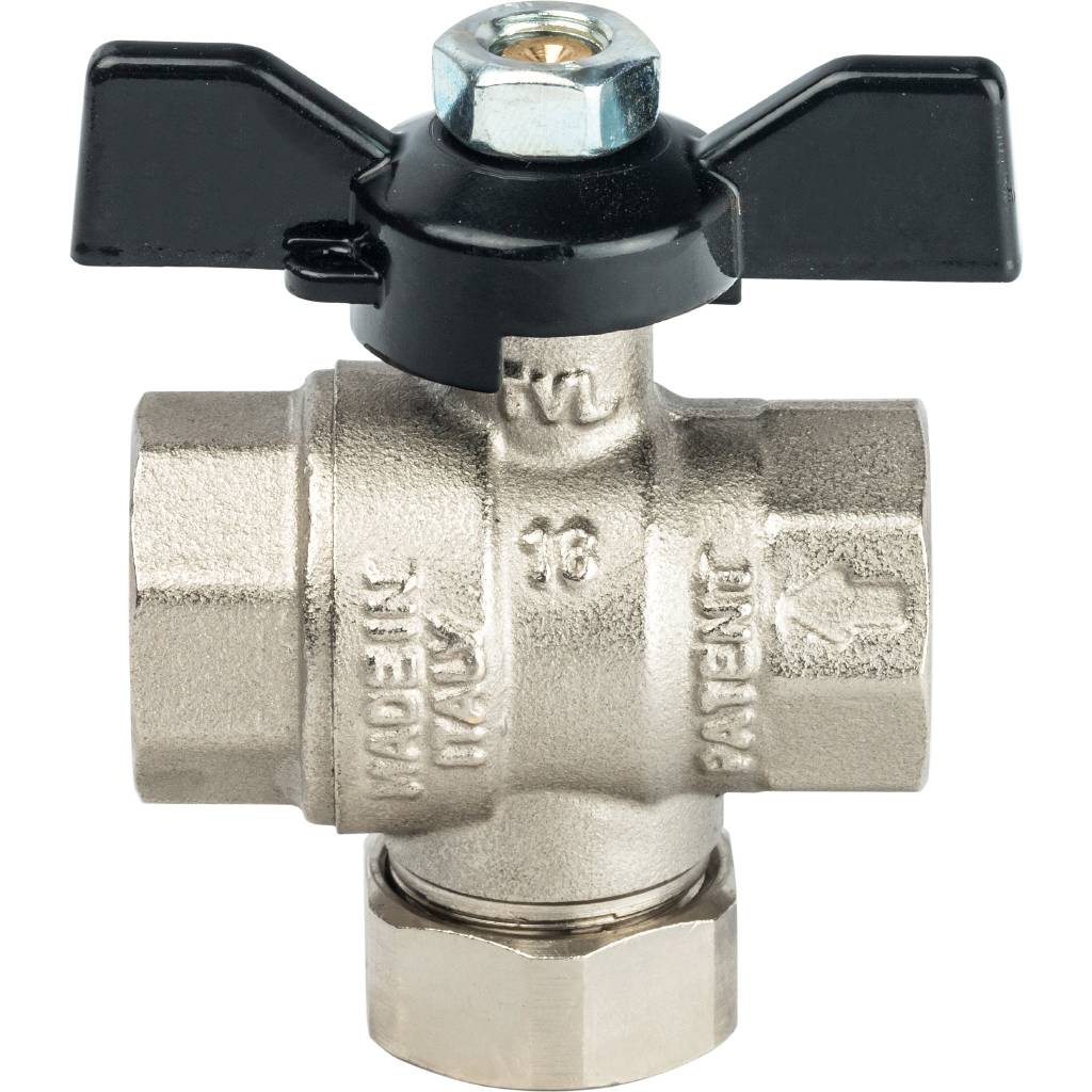 Кран шаровой STOUT с фильтром 1/2 (ручка-бабочка)