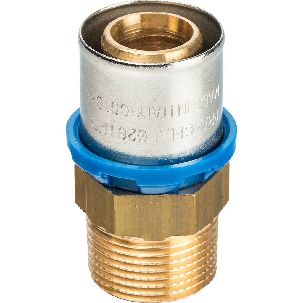 Муфта Prandelli Multyrama с нар.рез.(26х3)х3/4 профиль H, TH, U для металлопластиковых труб прессовой, 509.01.12.6