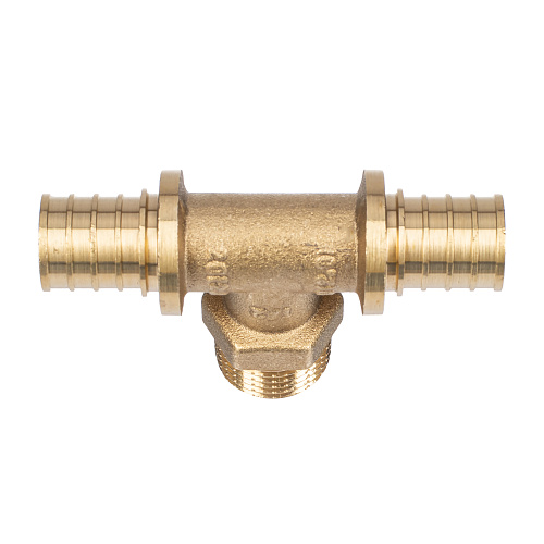 Тройник аксиальный, латунь, наружная резьба,20х1/2, желтый, RTP