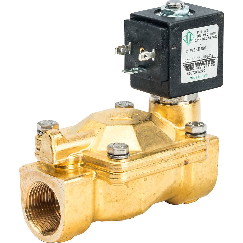 Соленоидный клапан Watts 850Т (850T34W220) для систем водоснабжения 3/4 230V Н.З.