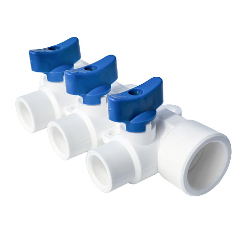 Коллектор с шаровым краном универсальный PPR 32х20/3, RTP