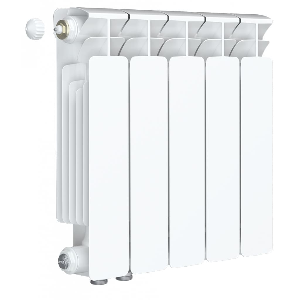 Радиатор биметаллический RIFAR BASE VENTIL 350 BVR 5 секций нижнее правое подключение (белый RAL 9016), 1RB35.VR-5