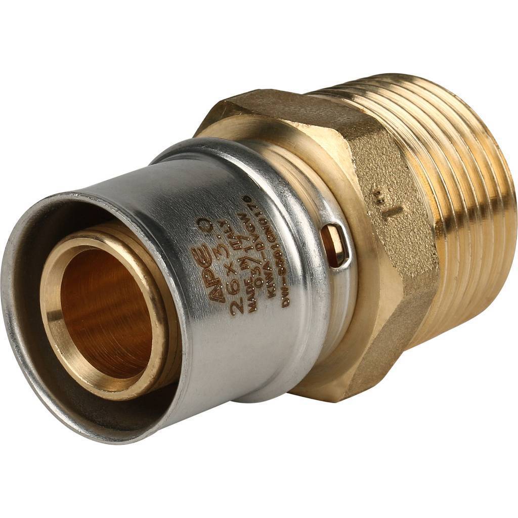 Переходник STOUT с наружной резьбой 1 х26 для металлопластиковых труб прессовой, SFP-0001-000126