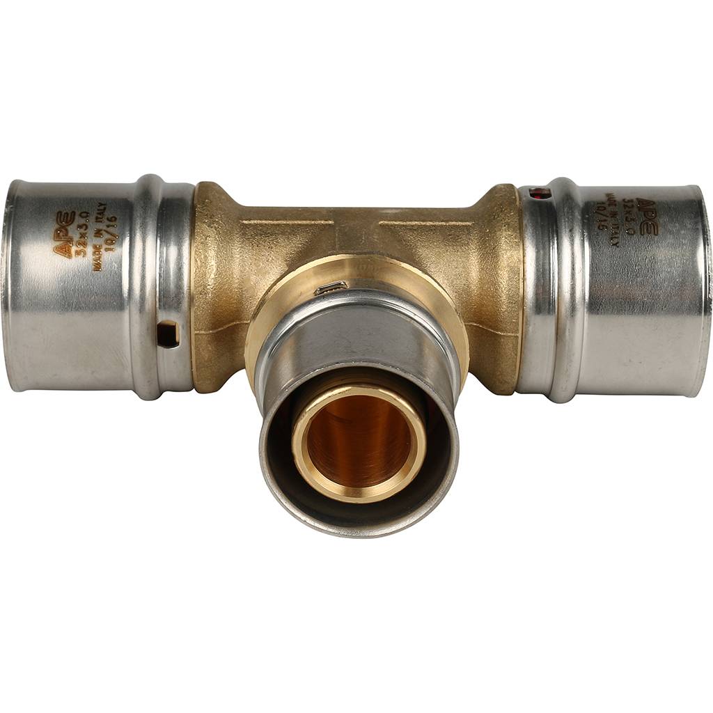 Тройник переходной STOUT 32х26х32 для металлопластиковых труб прессовой, SFP-0005-322632