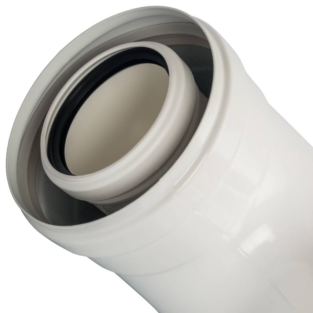 *SCA-8610-210090 STOUT Элемент дымохода конденсац. колено 90°/ адаптер 90° DN60/100 м/п PP-FE (совместим. с Baxi,Viessmann), SCA-8610-210090