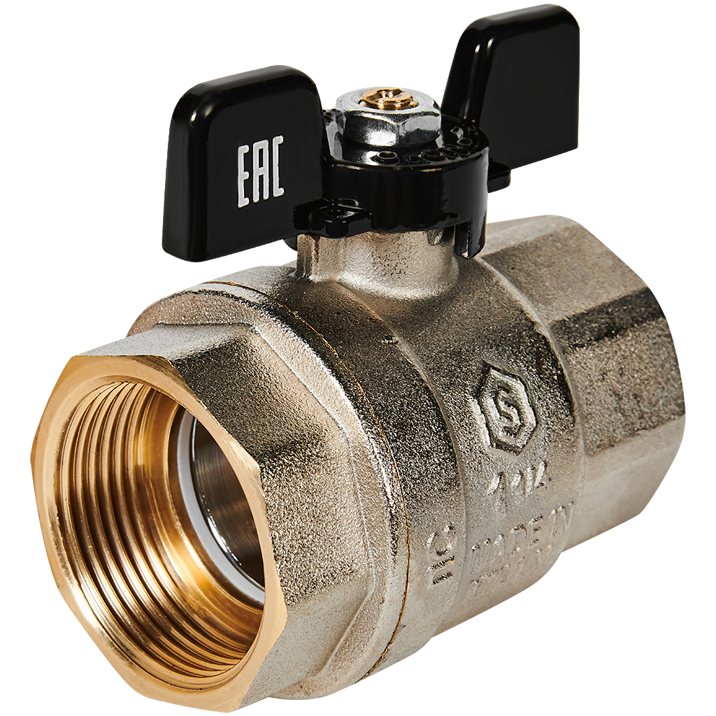 Кран шаровой полнопроходной STOUT ВР/ВР ручка бабочка 1 1/4