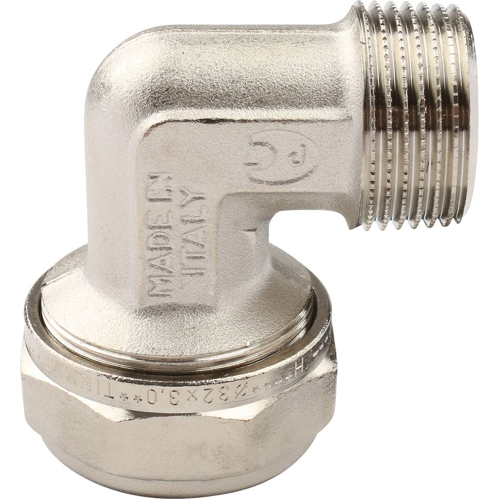 Угольник TIEMME с наружной резьбой (32х3.0х1) для металлопластиковых труб винтовой, 1600067