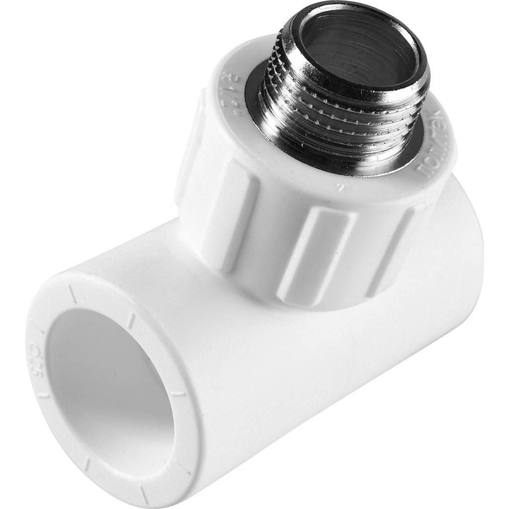 Тройник Политэк 25x1/2 с наружной резьбой для полипропиленовых труб под сварку (цвет белый), 9510002512