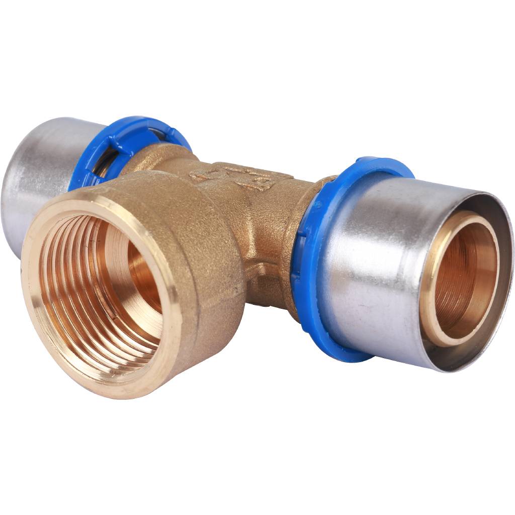 Тройник Prandelli Multyrama с внутренней резьбой (32х3,0)х1 профиль H, TH, U для металлопластиковых труб прессовой, 509.08.13.2