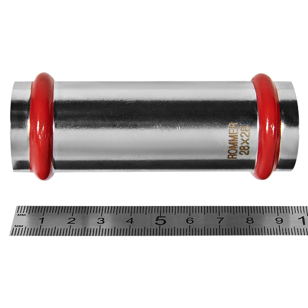 Муфта ROMMER надвижная ВПр, 28, из нержавеющей стали прессовой, RSS-1019-000028