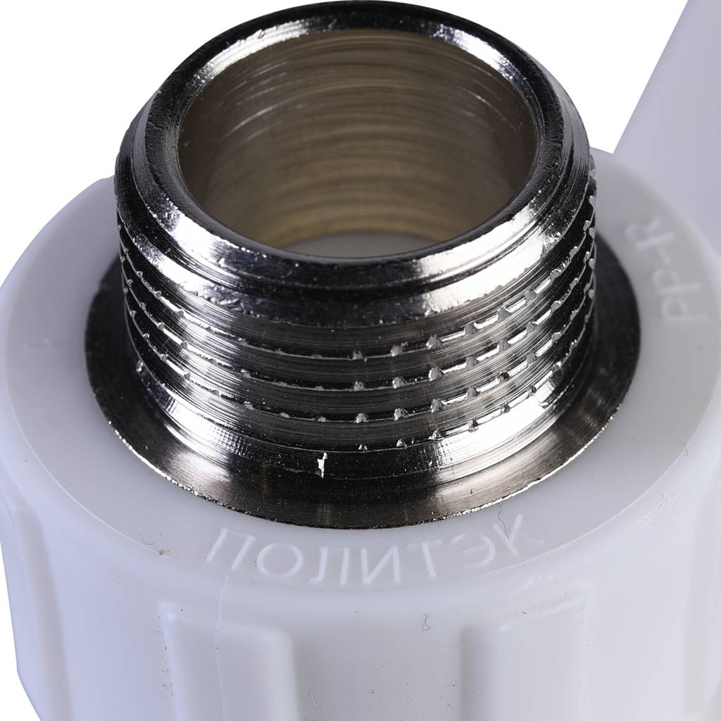 Настенный комплект Политэк 20х1/2 с наружной резьбой для смесителя для полипропиленовых труб под сварку (цвет белый), 9600102012