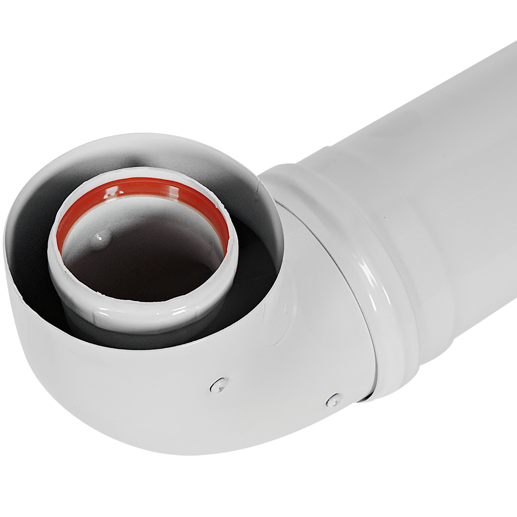 Комплект традиционного дымохода ROMMER АНТИЛЕД D60/100, L1000 (Bosch,Buderus,Navien S/C/E,Baxi ECO Nova (кроме 31F и 1.31F)/Classic,Fondital)в комп. фланец