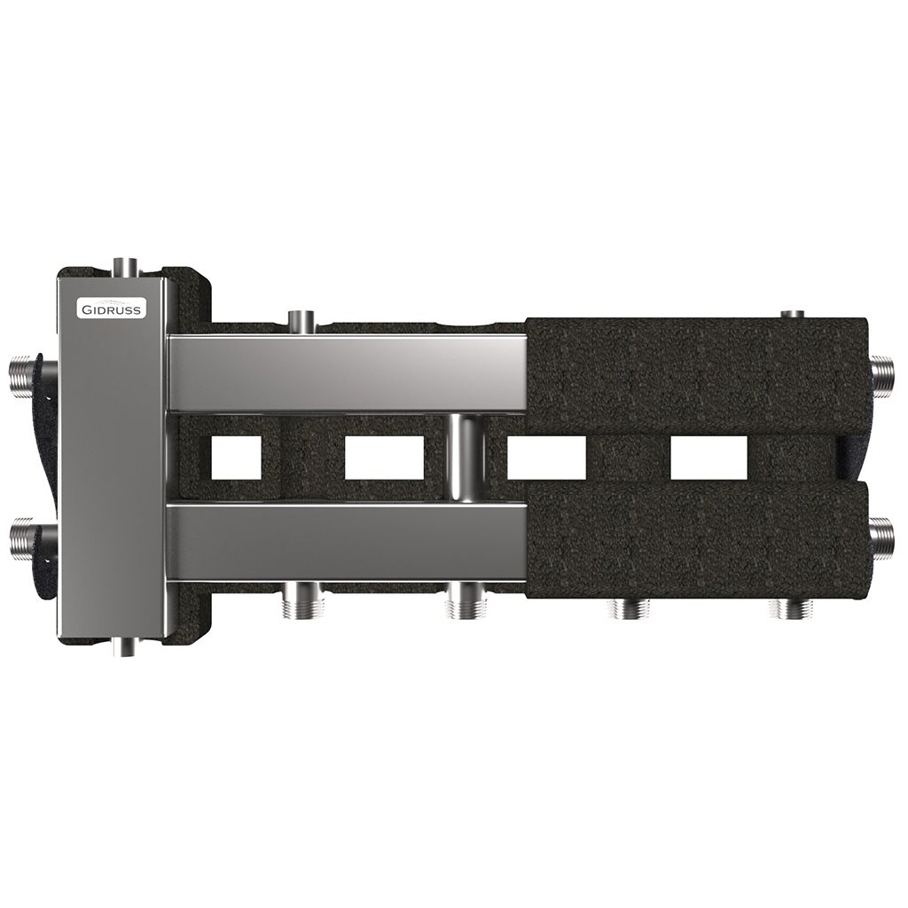Балансировочный коллектор GIDRUSS BMSS-60-3D.EPP (до 60 кВт, вх. G 1, 2+1 контура G 1, 4D-кронштейны K.UMS, EPP-термоизоляция)