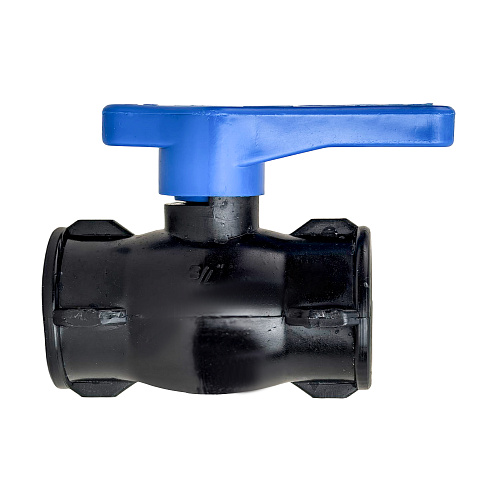 Кран шаровой компрессионный, полипропилен внутренняя/внутренняя резьба 3/4х3/4, для полиэтиленовых труб, РТП