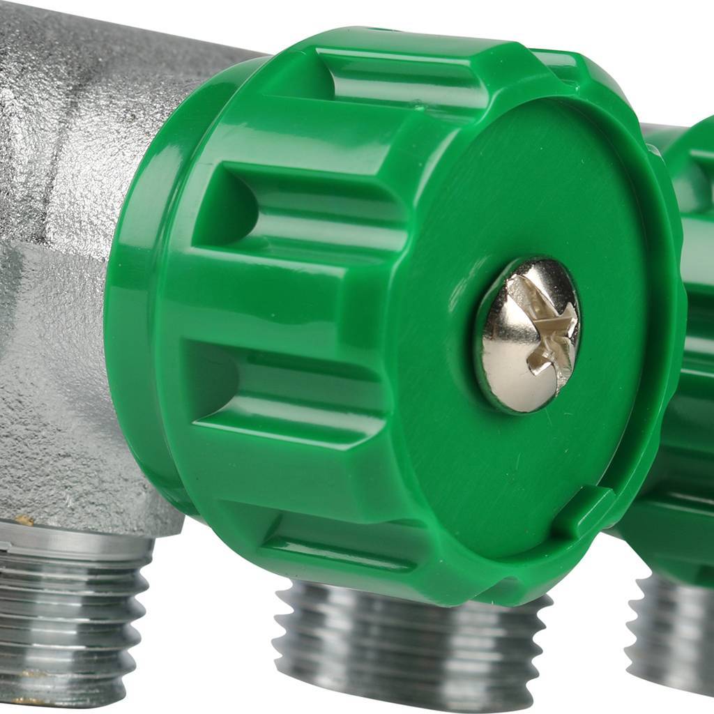 Коллектор распределительный FAR 3/4 , проходной, хромированный, 4 отвода 1/2  ЕК