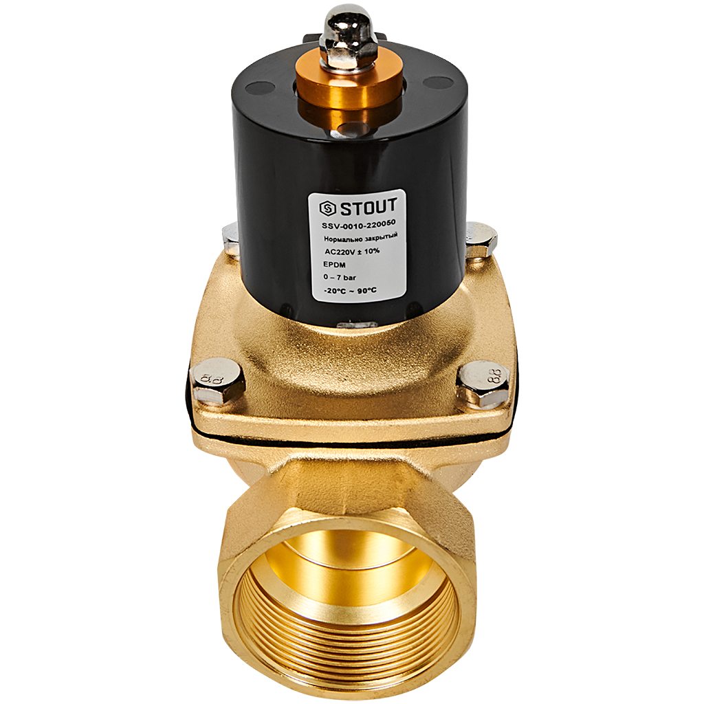Клапан соленоидный (электромагнитный) STOUT прямого действия НЗ 220В G2 SSV-0010-220050